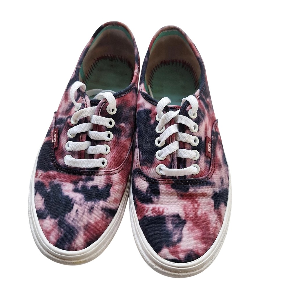 Vans Authentic Tie Dye Burgundy Black White Skate Shoes Men 6.5 Women 8 Low Top
